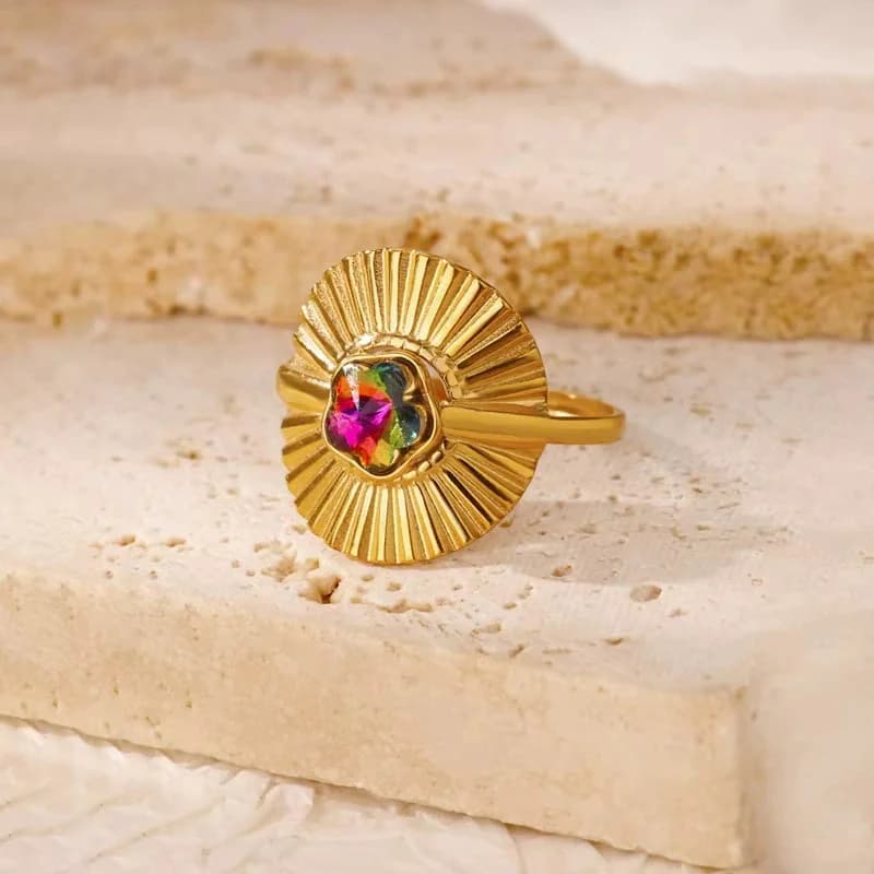 Cincin Boleh Laras Terbuka, Keluli Tahan Karat Disalut Emas 18K