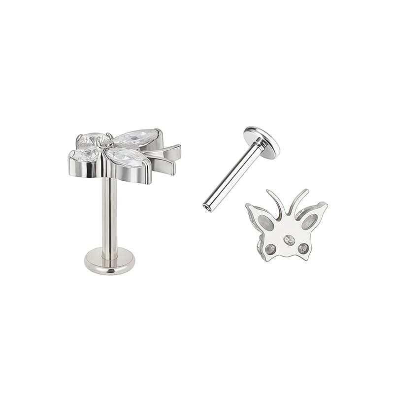 Piercing Badan Titanium Kupu-kupu Spiral Zirkon