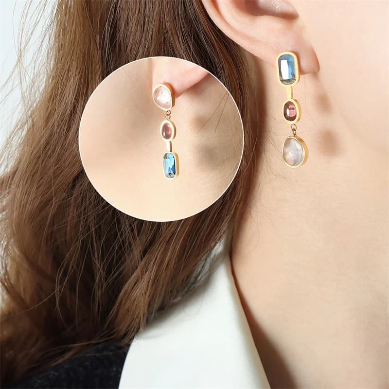 Anting-anting Stud Ceri Zirkonia, Keluli Tahan Karat Kalis Air