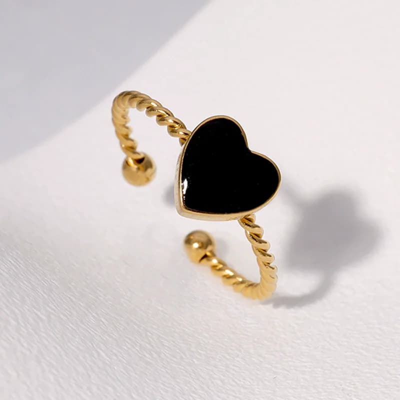 Cincin Keluli Tahan Karat Bentuk Hati Boleh Laras