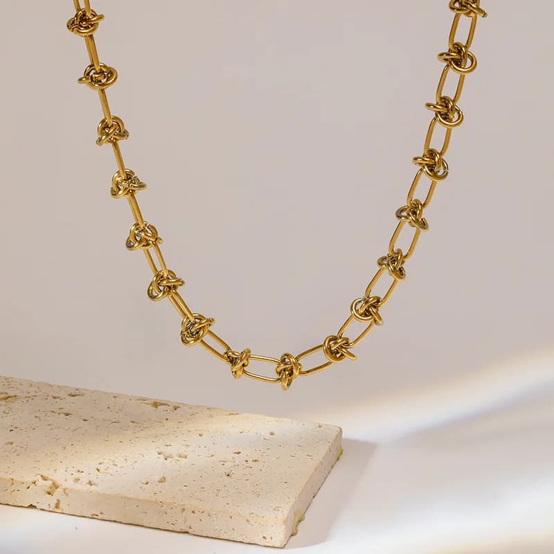 Set Kalung & Gelang Rantai Simpul, Emas