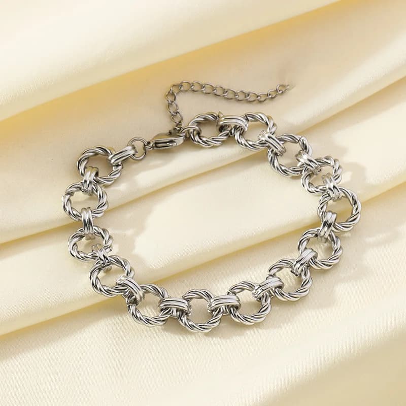 Gelang Bangle Rantai Berkilat Lebar, Warna Emas