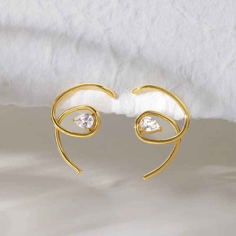 Anting-anting Stud Bulan Zirkon, Keluli Tahan Karat