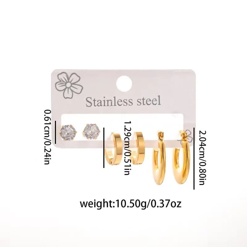 Set Anting-anting Hoop Berkelipau Zirkonia Kubik Emas
