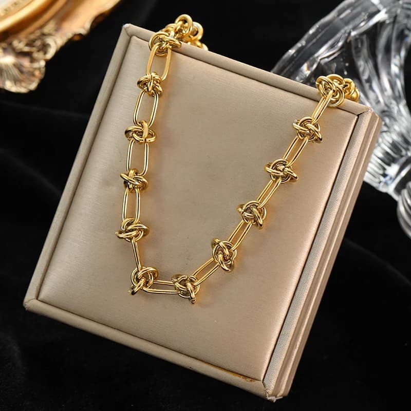 Set Kalung & Gelang Rantai Simpul, Emas