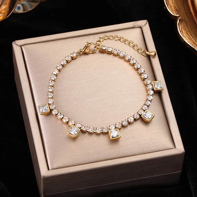 Gelang Rantai Kristal Zirkon Berkilauan