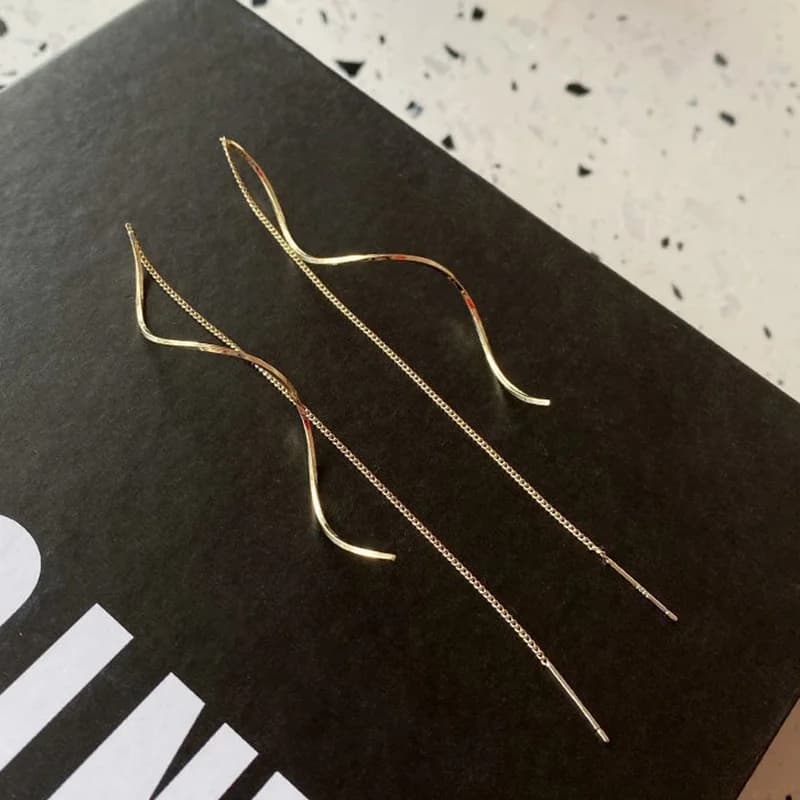 Anting-anting Juntai Tassel Tidak Sekata Keluli Tahan Karat