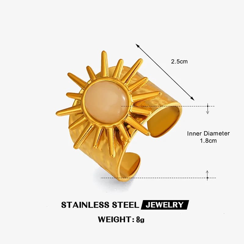 Cincin Boleh Laras Batu Oval Vintage Keluli Tahan Karat