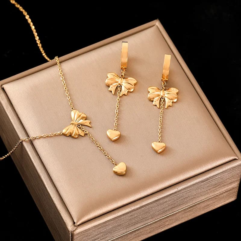 Set Kalung dan Anting-Anting Beruang Bunga Bintang