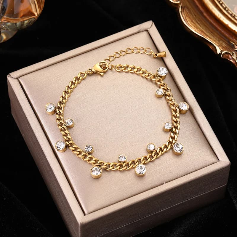 Gelang Rantai Kristal Zirkon Berkilauan