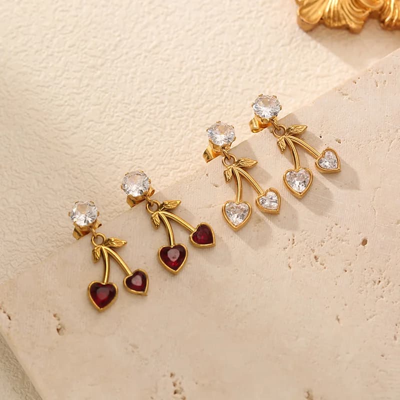 Anting-anting Stud Ceri Zirkonia, Keluli Tahan Karat Kalis Air