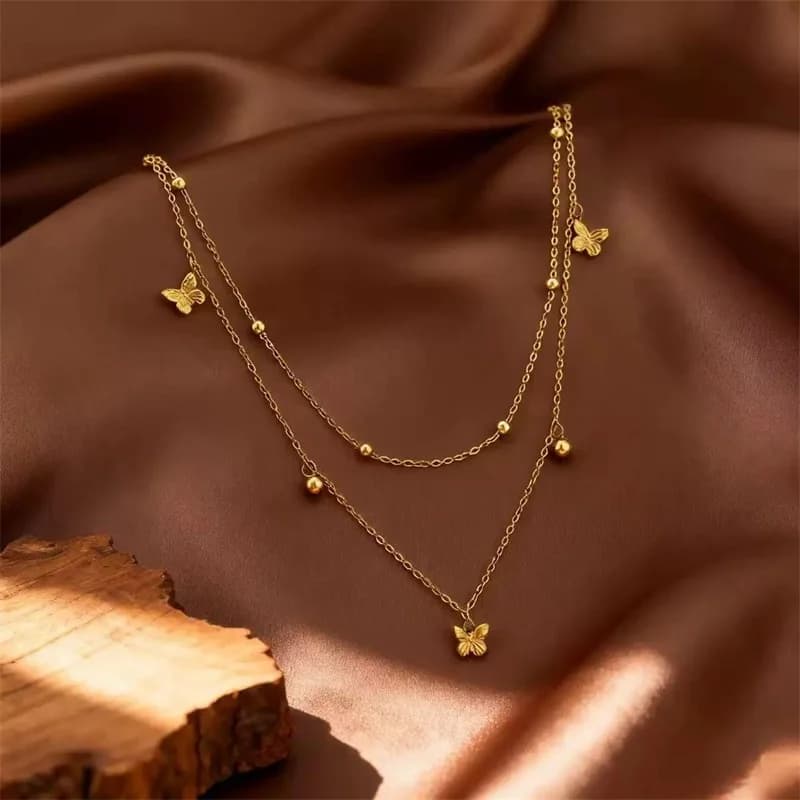 Set Manik Kupu-kupu Dua Lapisan Keluli Tahan Karat 316L