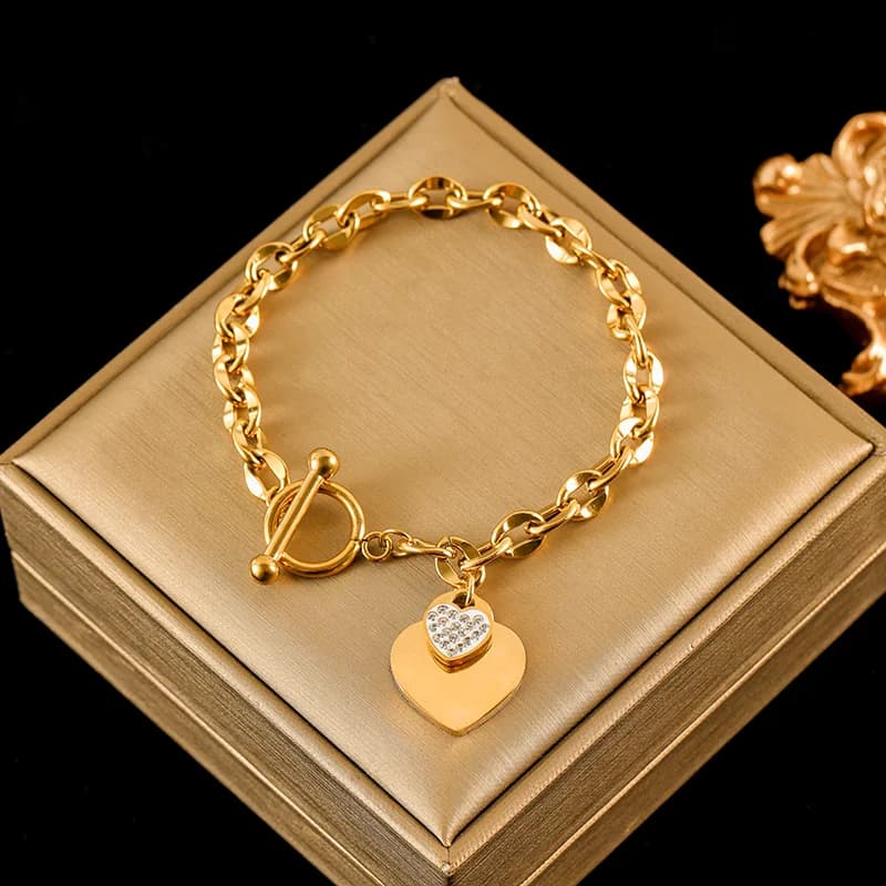 Set Kalung dan Gelang Hati Berganda, Perak