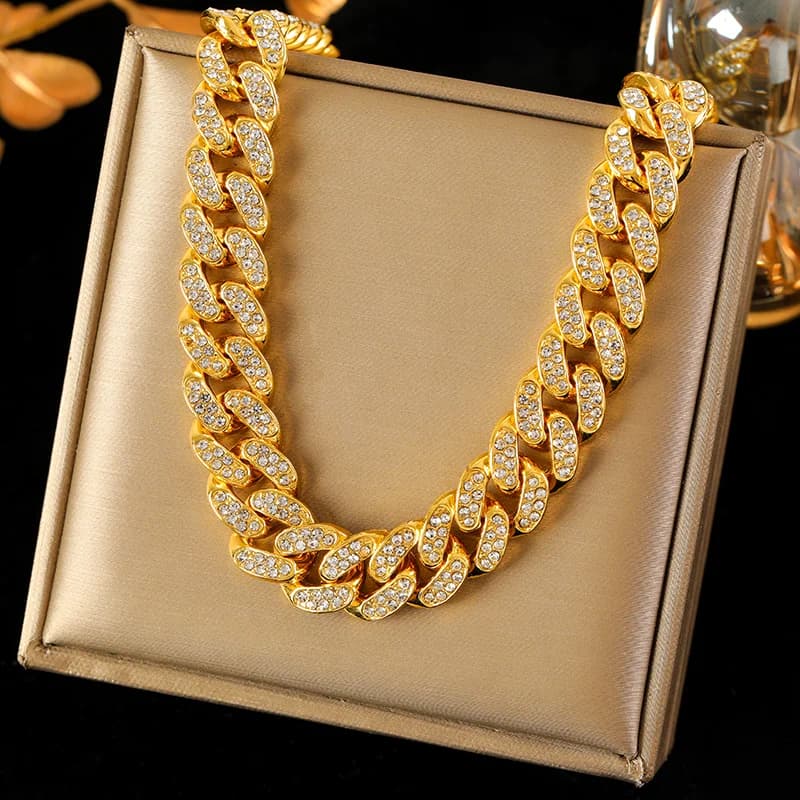 Set Rantai Leher & Gelang Kuban Geometri