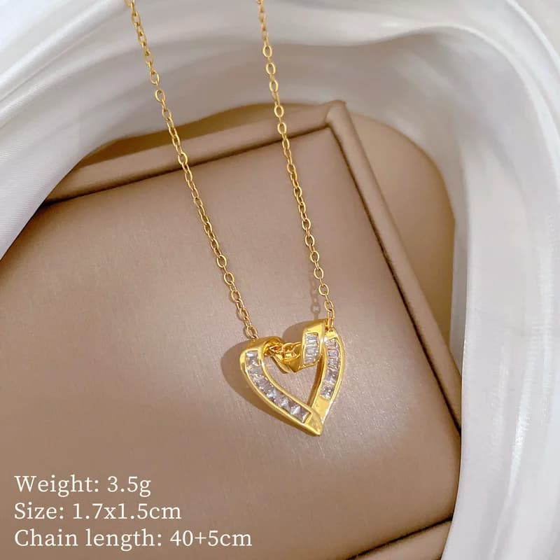 Kalung Loket Hati Berlian Zirkon Berkilau