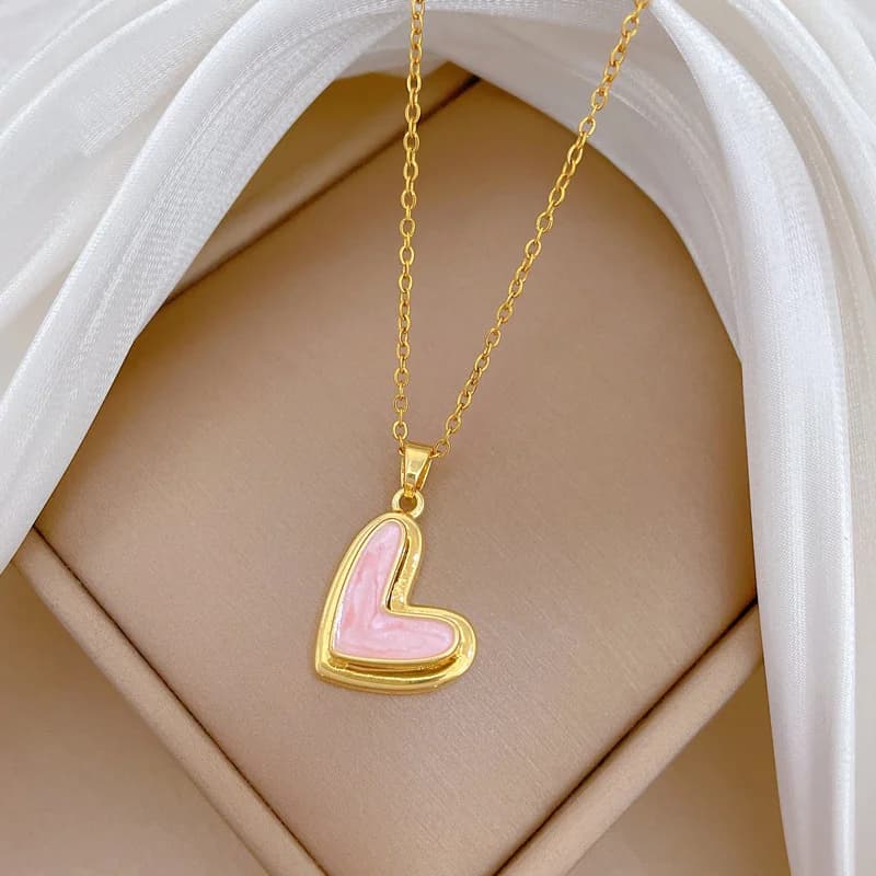 Kalung Loket Hati Pink Cinta