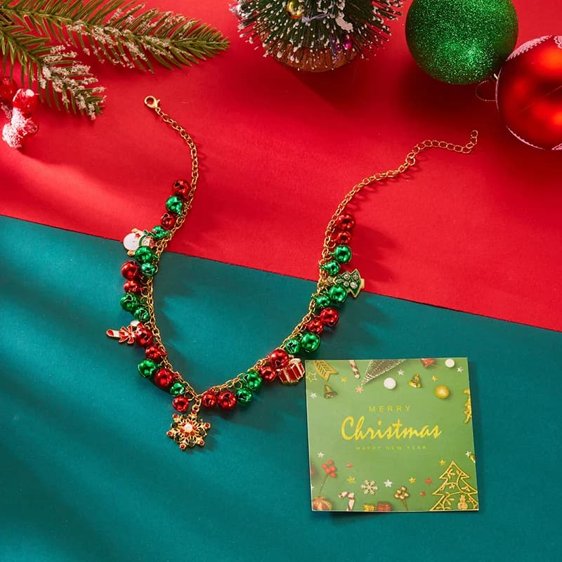 Kalung Loket Serpihan Salji & Loceng Krismas