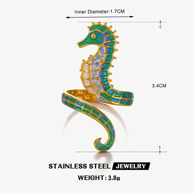 Cincin Boleh Laras Terbuka Beruk Laut Enamel
