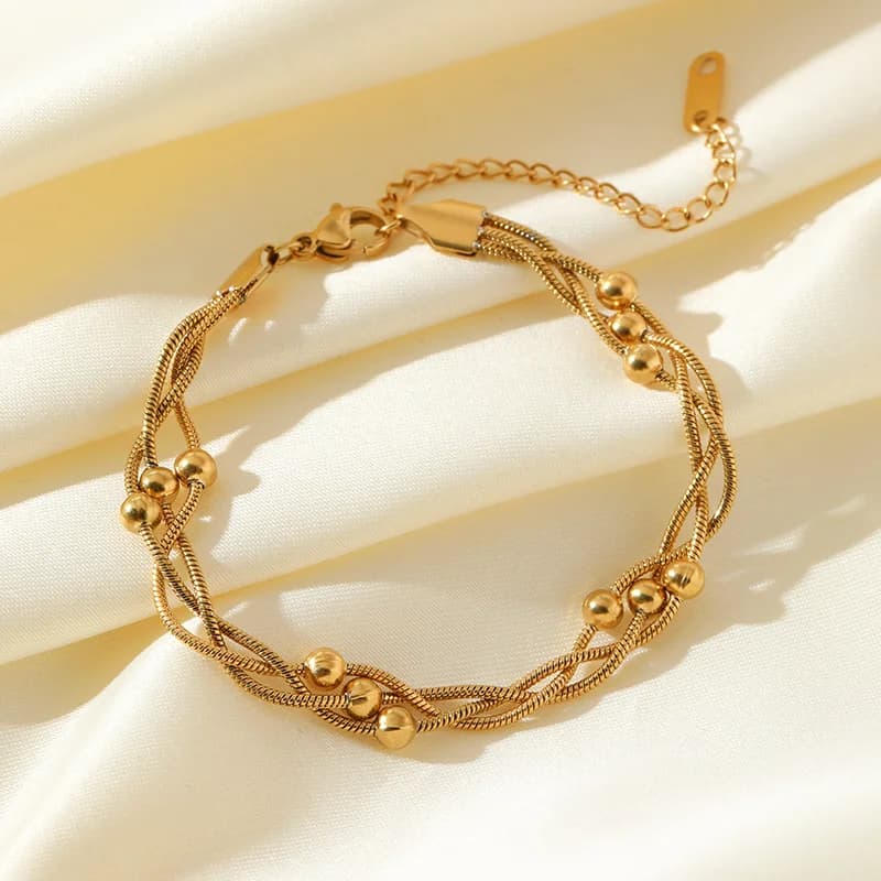Gelang Rantai Bead Wound, Bersalut Emas
