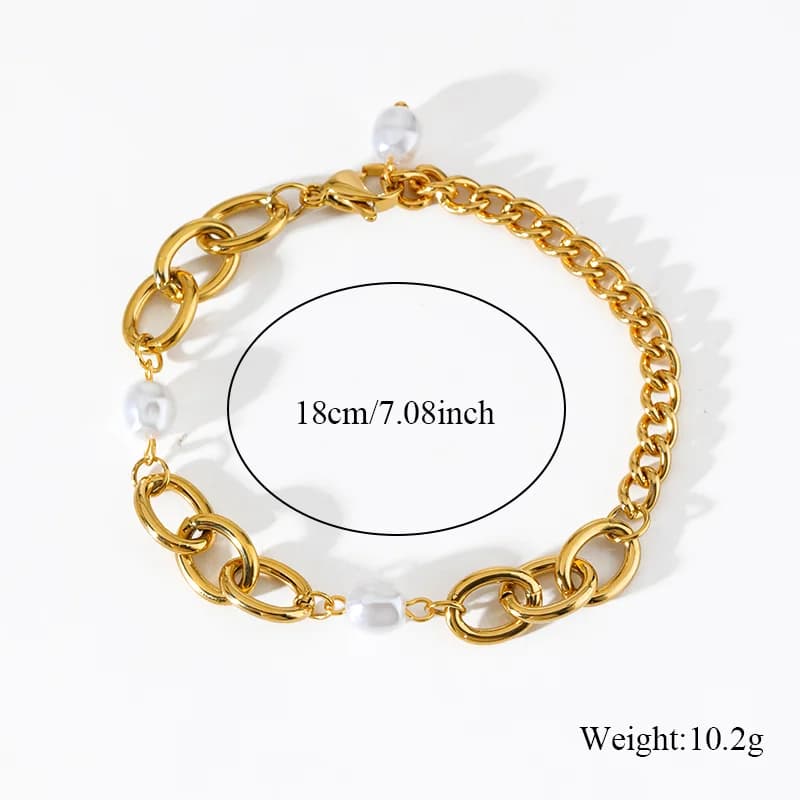 Gelang Rantai Link Warna Emas dan Perak