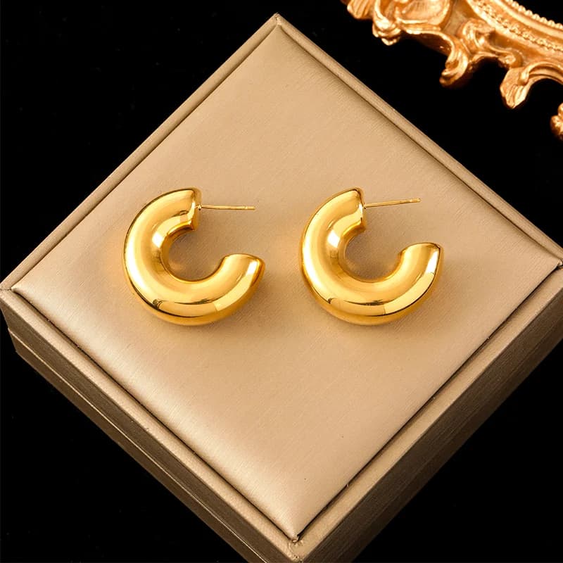 Anting-anting Jatuh Gelung Geometri Plating PVD Emas Keluli Tahan Karat 316L