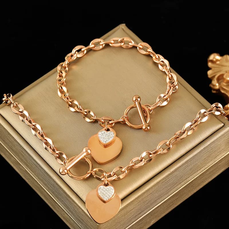 Set Kalung dan Gelang Hati Berganda, Perak