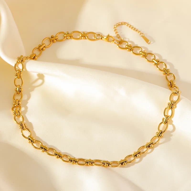 Kalung Leher Pernyataan Loket Logam, Berlapis Emas