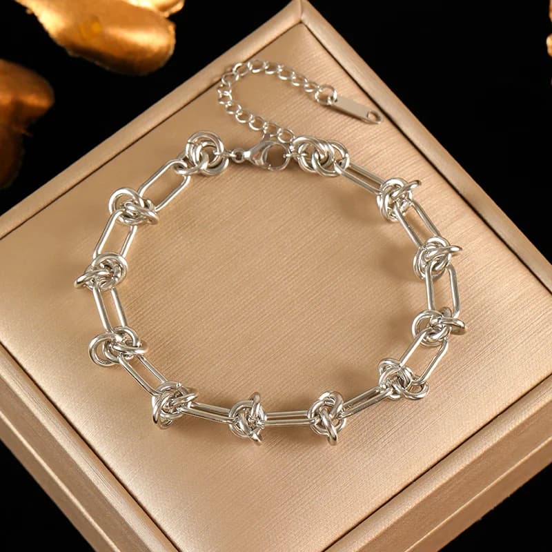 Set Kalung & Gelang Rantai Simpul, Emas