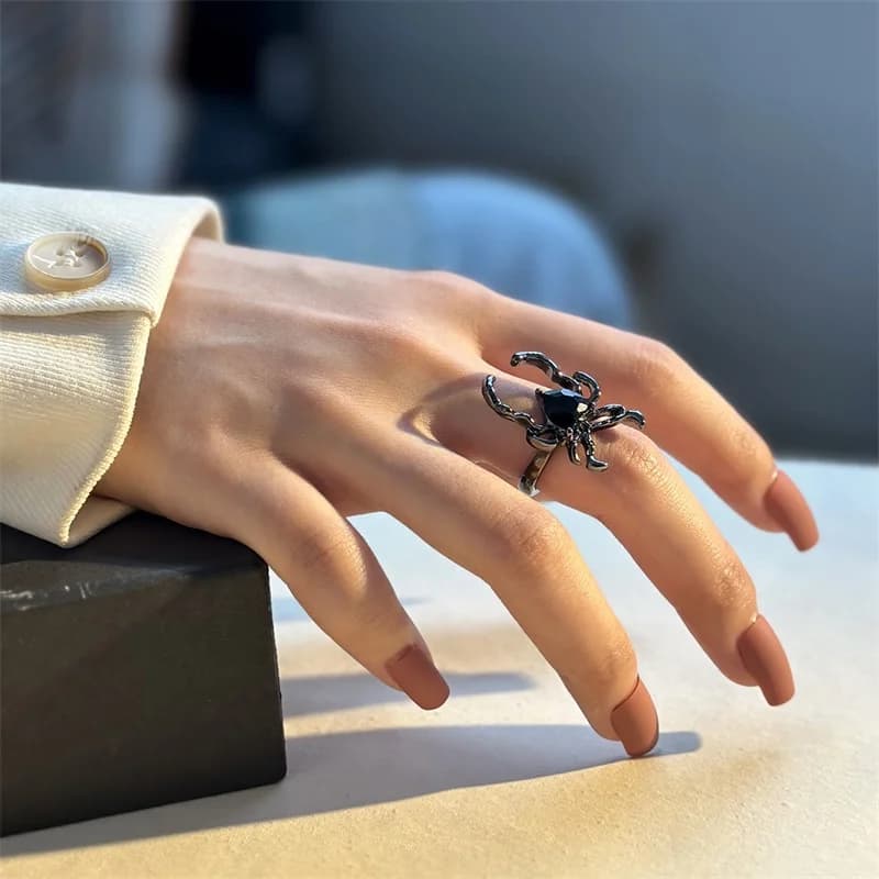 Cincin Terbuka Boleh Laras Kristal Zirkon Labah-labah