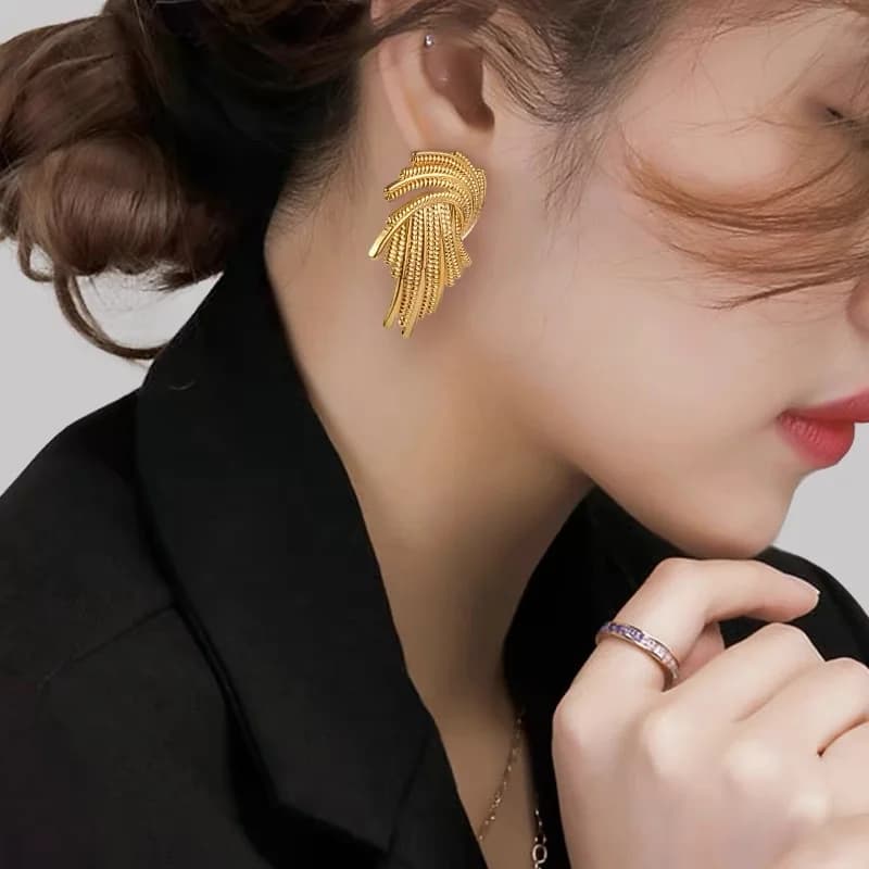 Anting-anting Stud Kreatif Selaput Emas 18K
