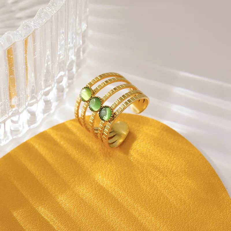 Cincin Gelang Terbuka Zirkon Putih Keluli Tahan Karat