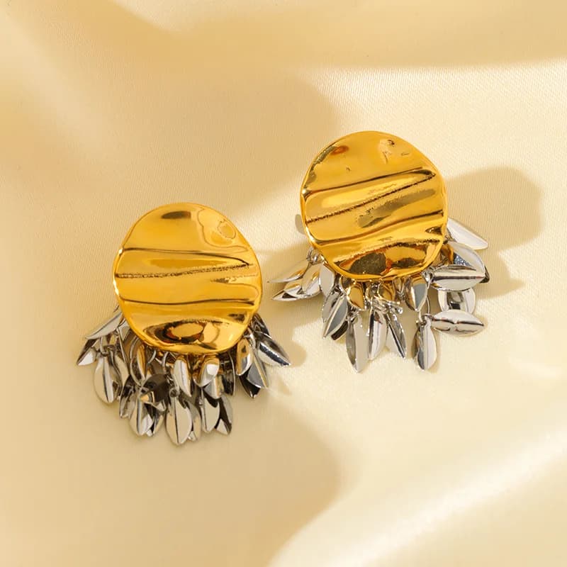 Anting-anting Daun Rantai Juntai Logam, Salutan PVD 18K