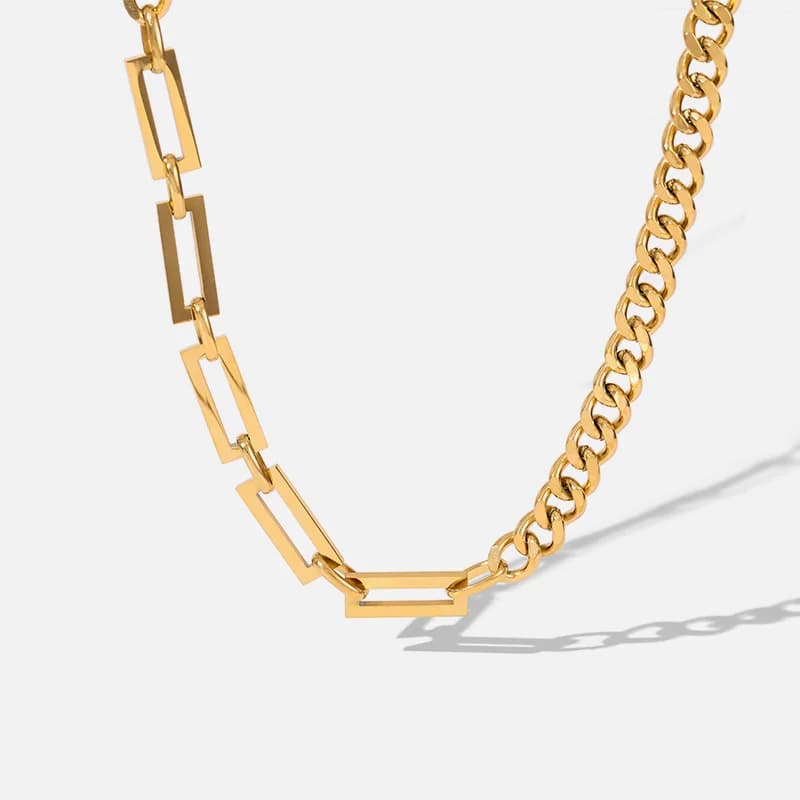 Kalung Rantai Besar Gaya Kolar, Warna Emas