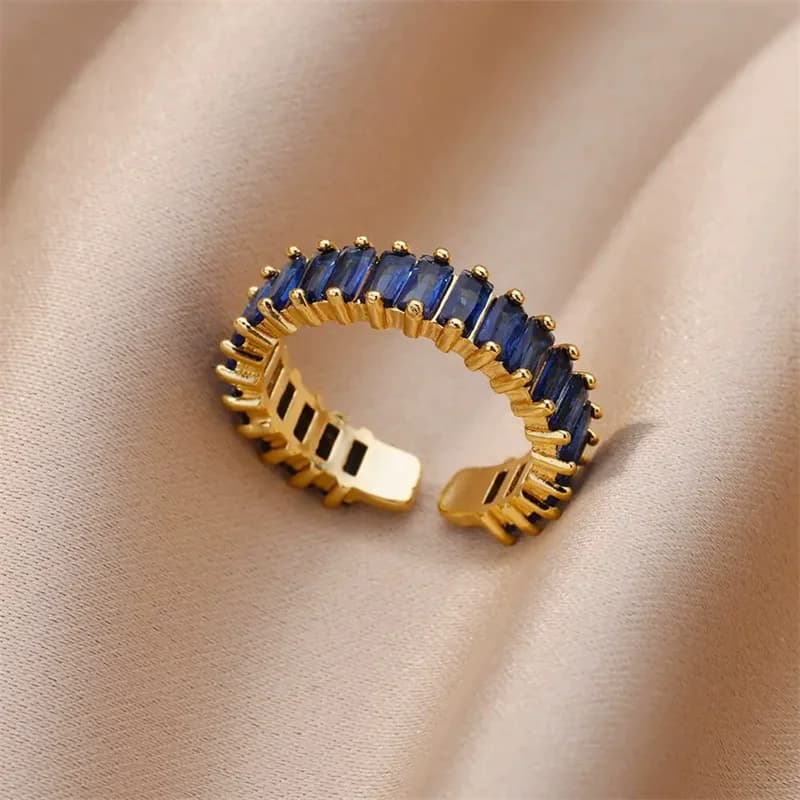 Cincin Boleh Laras Kubik Zirkonia Keluli Tahan Karat 316L