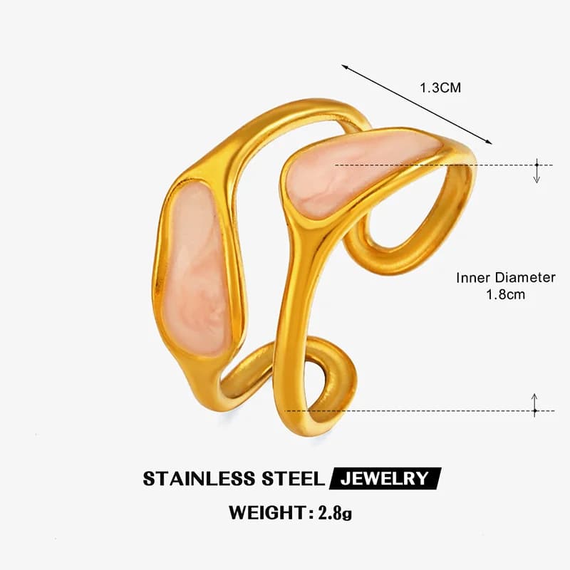 Cincin Boleh Laras Enamel Tidak Sekata, Keluli Tahan Karat