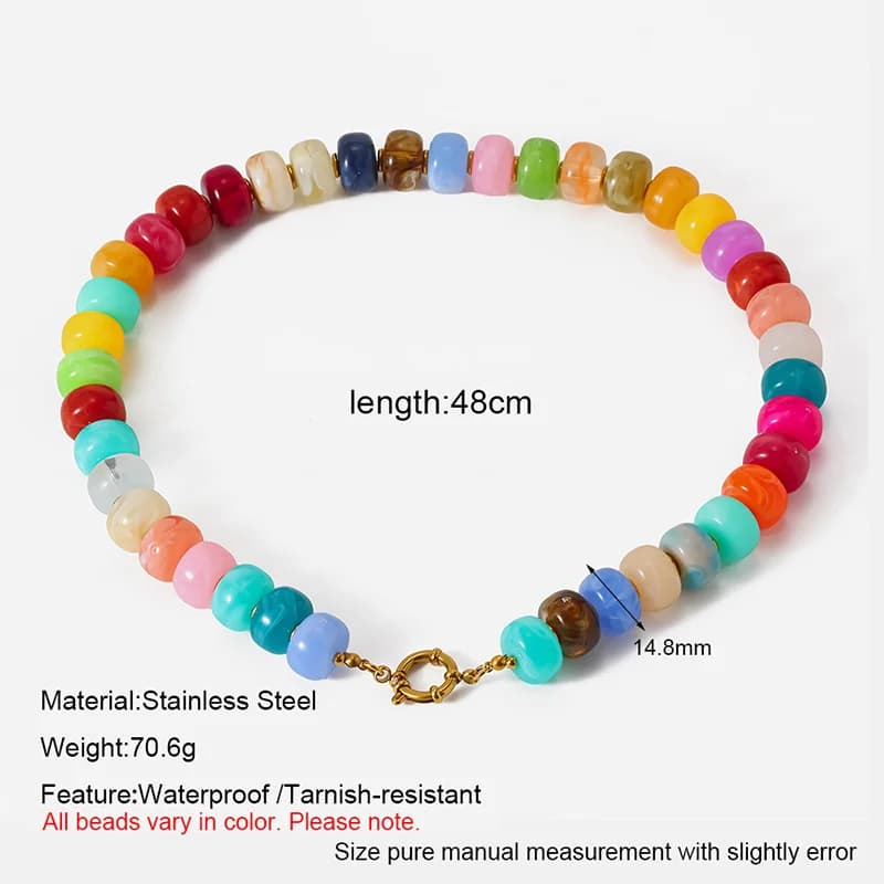 Rantai Leher Kolar Manik Resin Akrilik