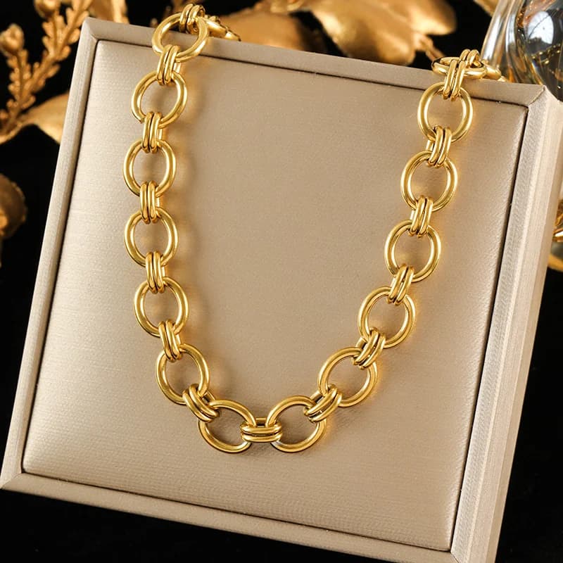Kalung Rantai Leher Warna Emas