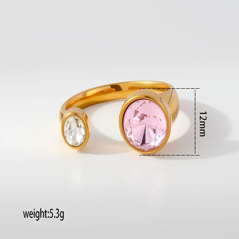 Cincin Boleh Suai Mutiara Hati Zirkonia Kubik