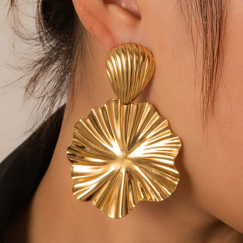 Anting-anting Jatuh Lipatan Stud Keluli Tahan Karat