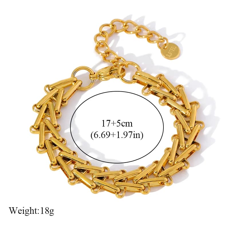 Gelang Rantai Geometri Tebal, Bersalut Emas