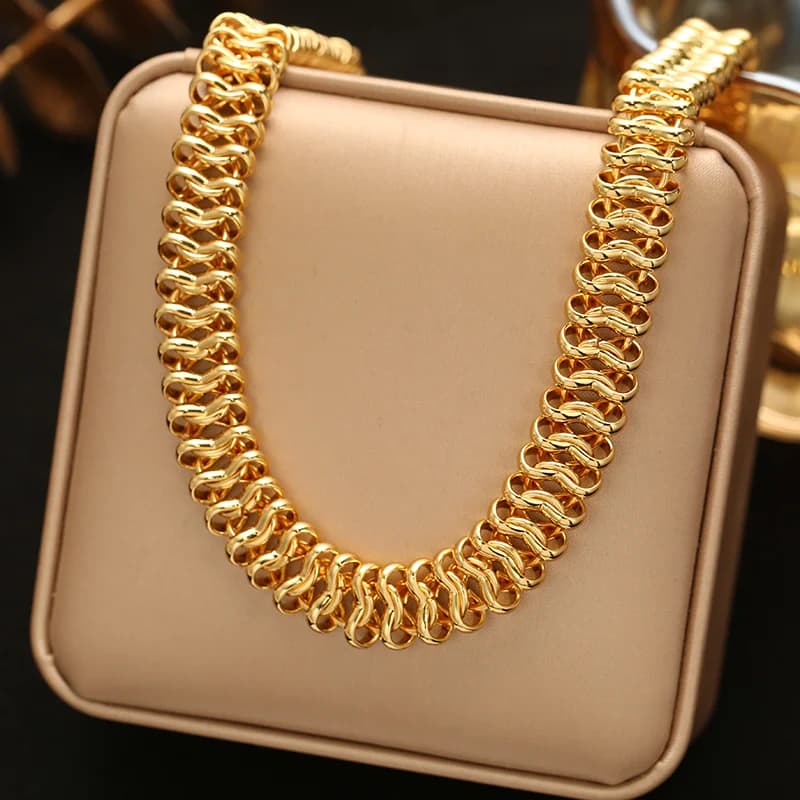 Set Kalung dan Gelang Rantai Ketuhar Emas