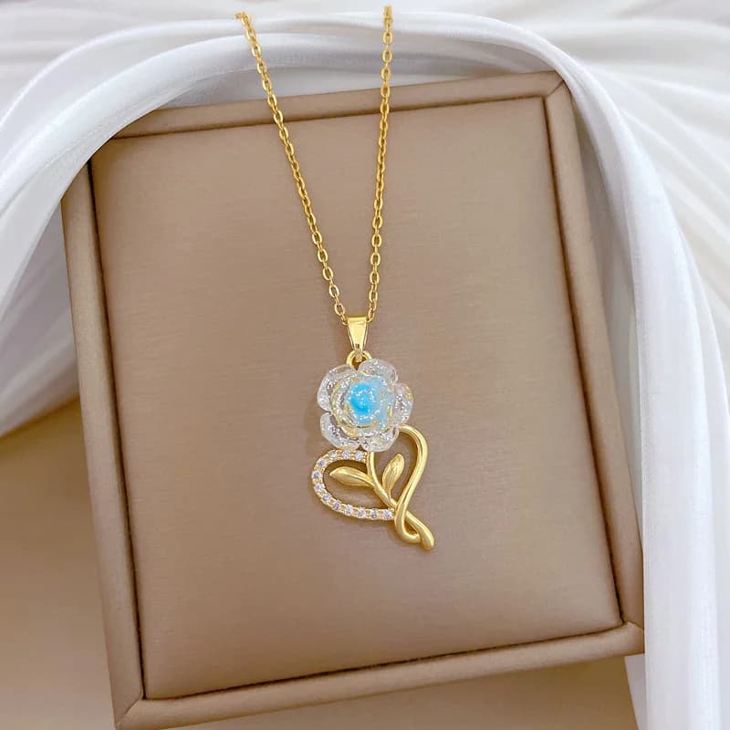 Kalung Loket Bunga Biru