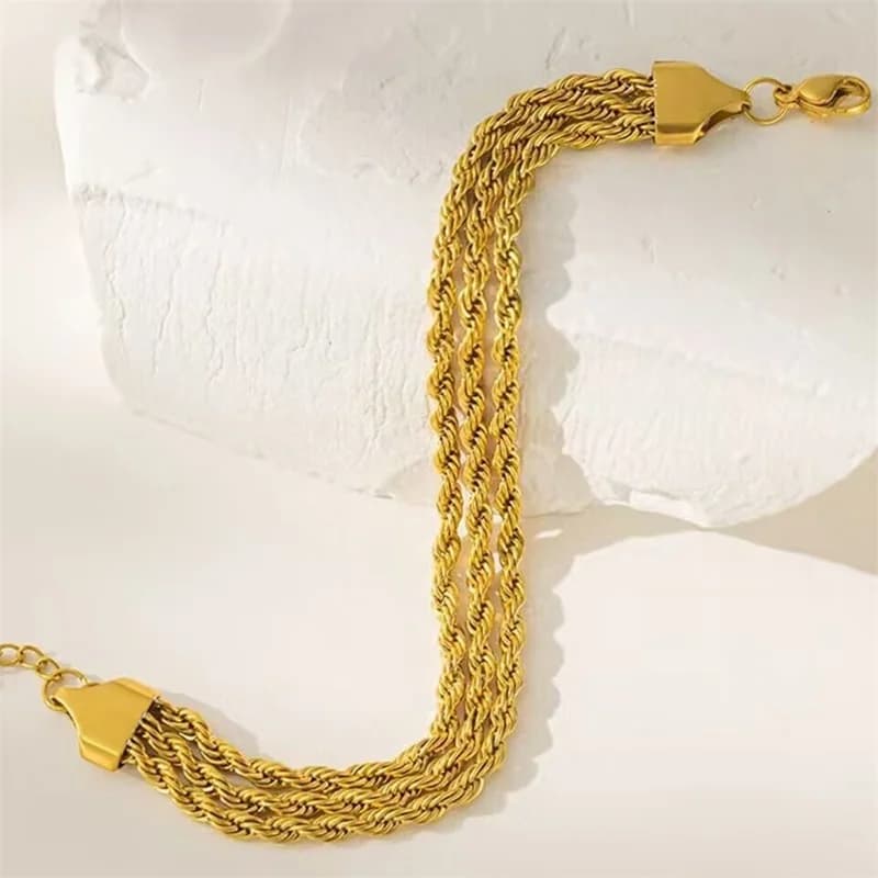 Gelang Bertingkat Berpilin, Bersalut Emas