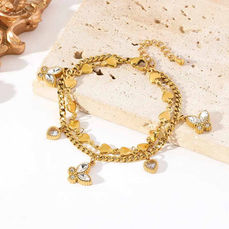 Gelang Tangan Rantai Kupu-kupu Zirkonia Kubik