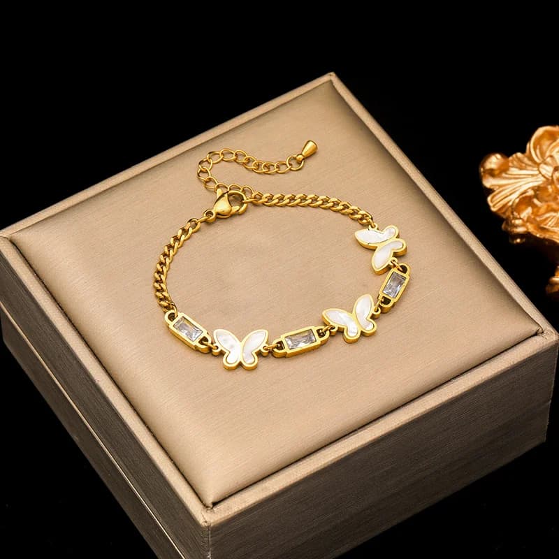 Gelang Berlapis Dua Zirkon Keluli Tahan Karat 316L