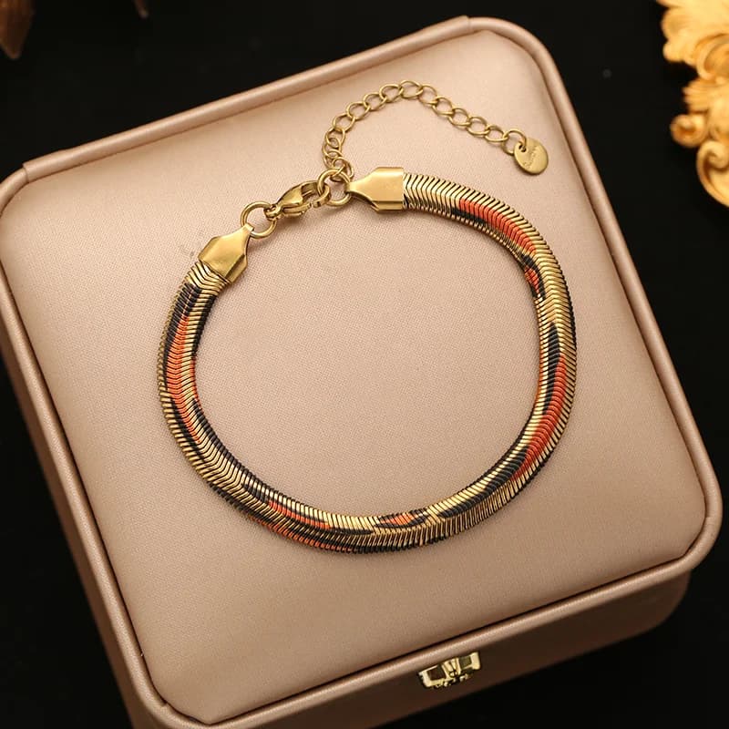 Set Kalung dan Gelang Rantai Ular Rata