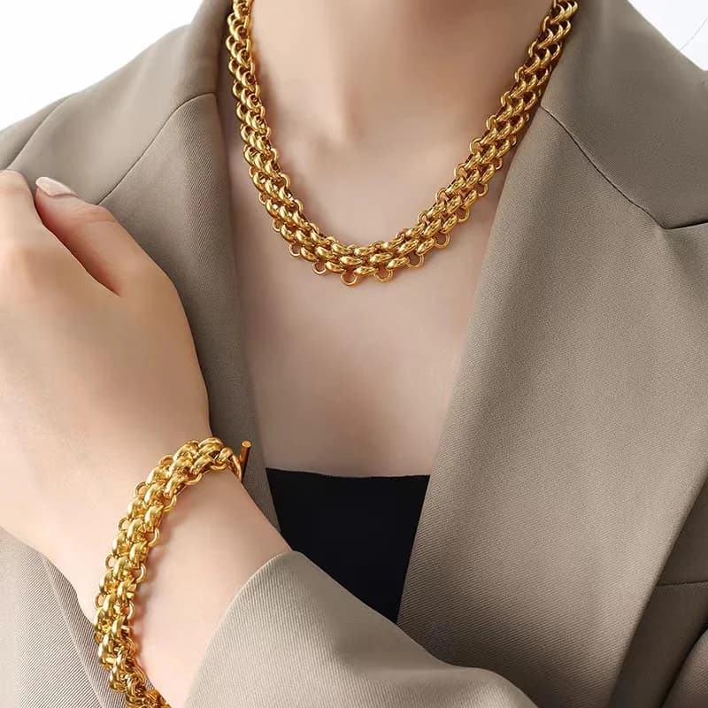 Gelang Rantai Link Cuba Emas