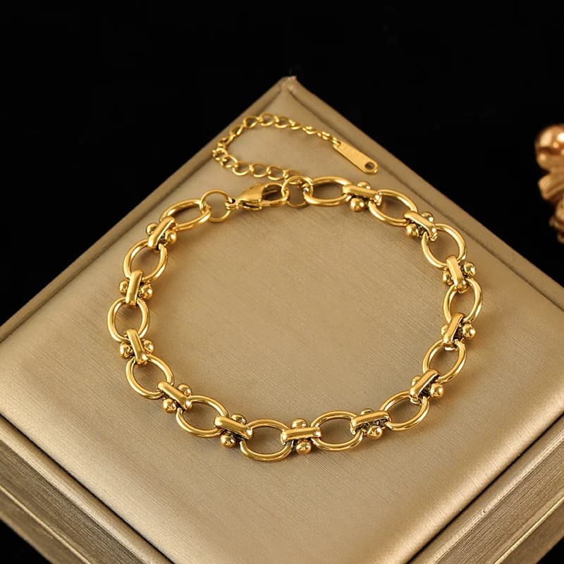 Gelang Berlapis Tiga Warna Keluli Tahan Karat 316L