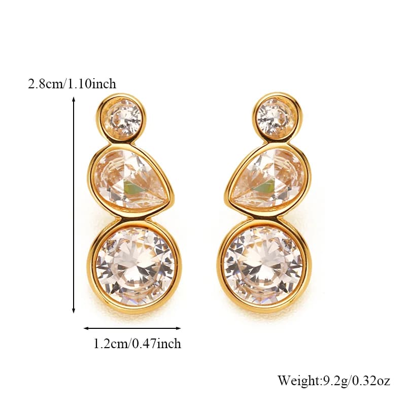 Anting-anting Gantung Kristal Zirkon Keluli Tahan Karat