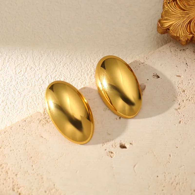 Anting-anting Stud Bentuk Hati Geometrik Warna Emas